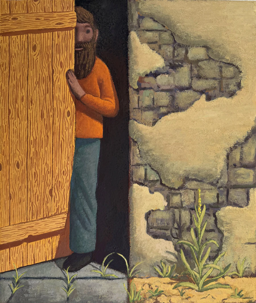 Nat Meade Shut In, 2026 Casein tempera on paper 22 x 19 in ( 55.88 x 48.26 cm )