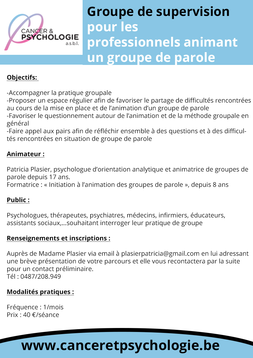 Supervision pour les professionnels animant un groupe de parole
