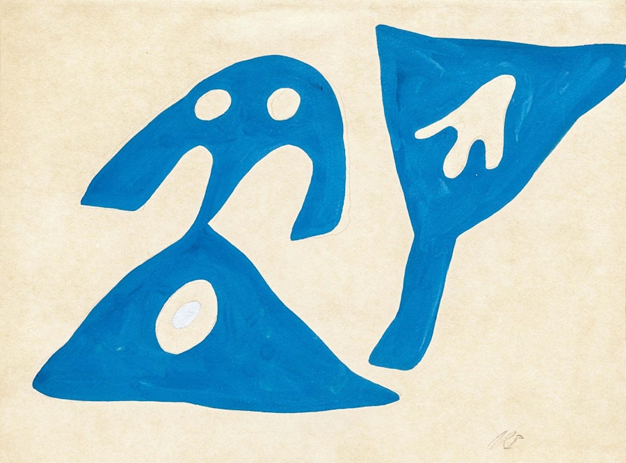 'Hans/Jean Arp, Homme et femme, c. 1928, watercolour and pencil on paper, private collection, © SABAM Belgium 2024, photographer: Fabien de Cugnac