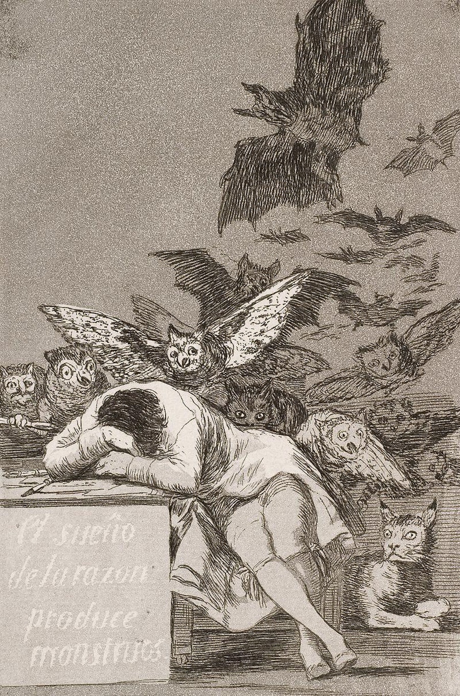 'Francisco JoseŽ de Goya y Lucientes - The sleep of reason produces monsters (No. 43), from Los Caprichos