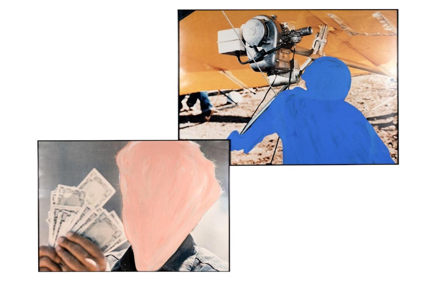 'John Baldessari, Money (Flesh)/Glider (Blue) ©John Baldessari 1990
