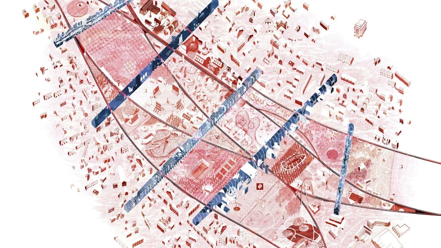 'Ouest drawing, 2019, in the mark of a Ouest+Sampling awarded contribution to Tallinn Architecture Biennale New Habitats, New Beauties"