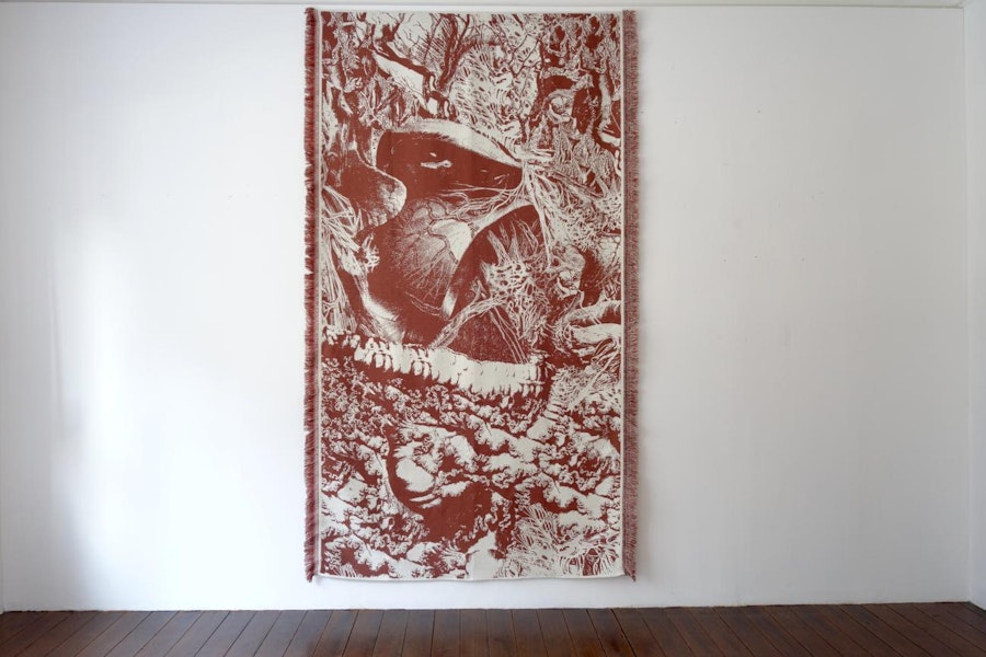 Rachel Labastie, Scènes d’intérieurs, 2025/A, 2025, tapisserie en laine et coton, 261 × 154 cm