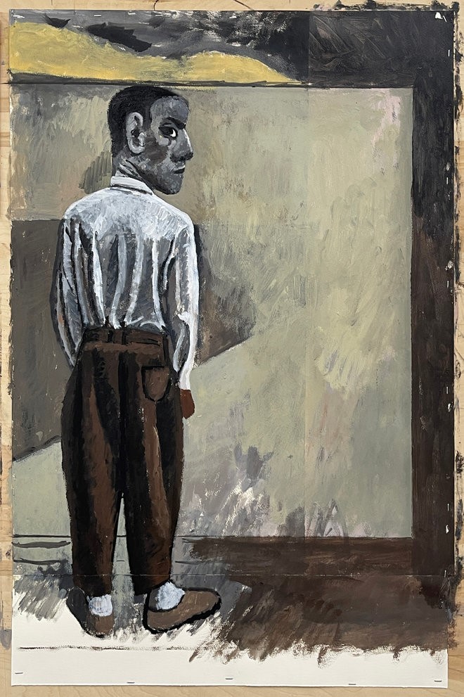 Morteza Khakshoor, Study for Bougie Man, 2025, 91.4 x 63.5 cm (36 x 25 in.). Courtesy the artist and EDJI.