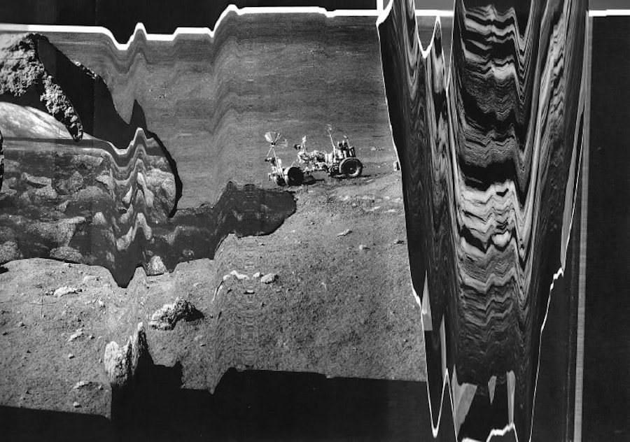 Amélie Bouvier, detail of Astronomical Garden I, 2025, textile collage, 300 x 400 cm - 118 x 157 in.