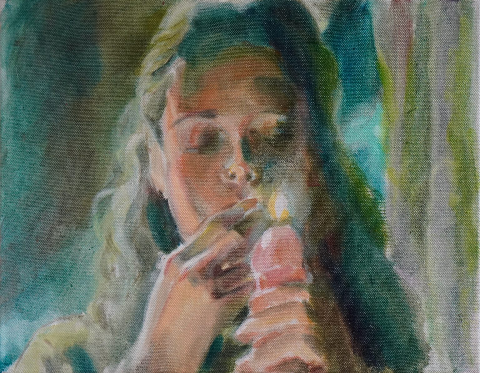 Adelimburg- La glace à la fraise -35x45 cm oil on linnen 1536x1193