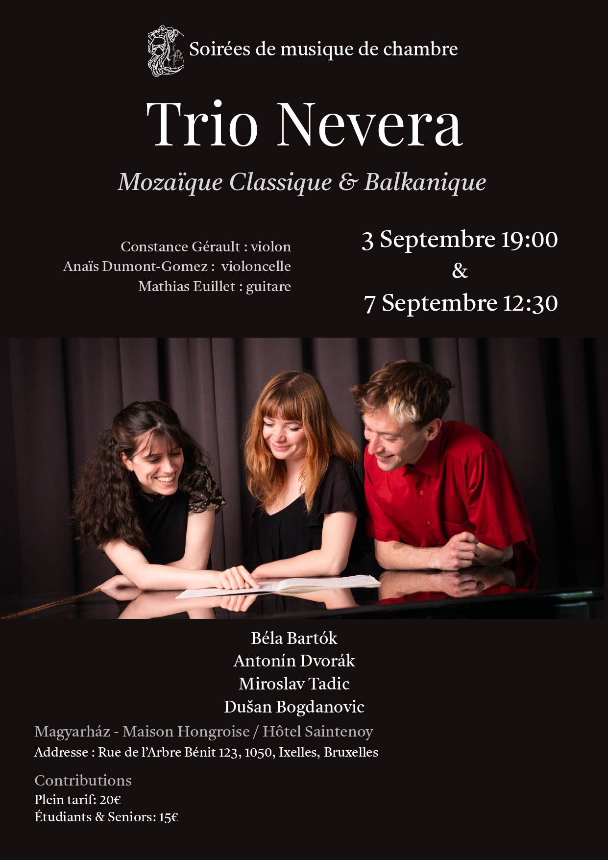 Soirées de Musique de Chambre – CONCERT D'OUVERTURE de saison - NEVERA Trio
