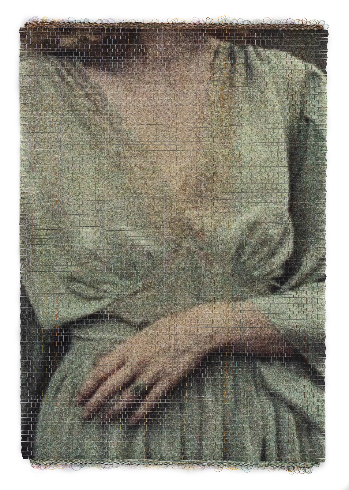 Susanne Wellm,Her Favourite Silk Dress,2025,Giclée print, acrylic paint, cotton and polyester thread, Woven,56.5x38cm