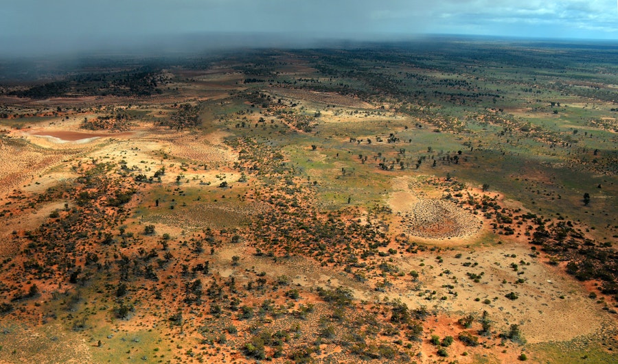 © Photo Bertrand Estrangin - Juin 2014 - Vue des frontières du Grand Désert du Victoria d'un petit monomoteur Cessna 172 Skyhawk - South Australia. 