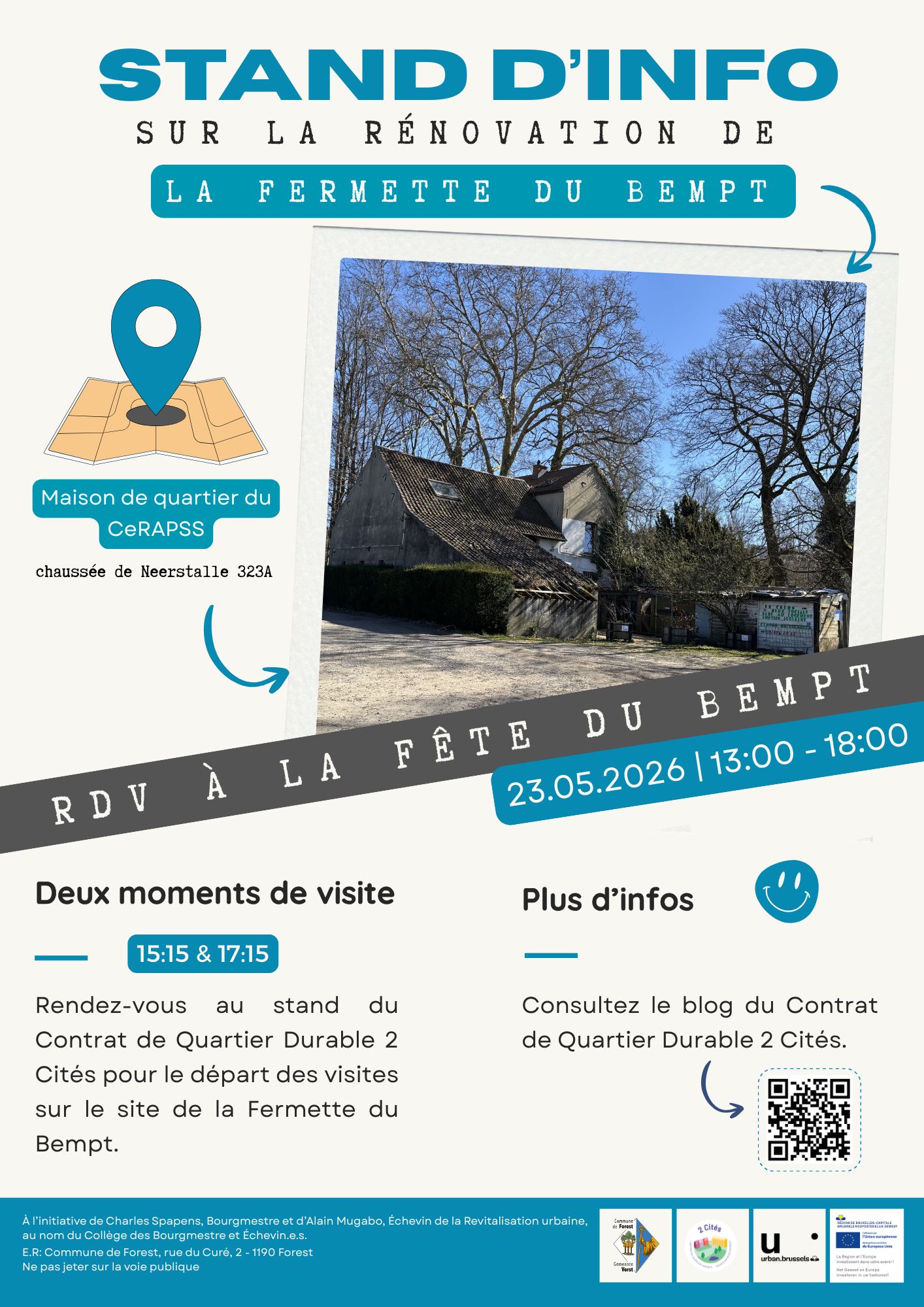 Infostand over de renovatie van de Boerderij van de Bempt